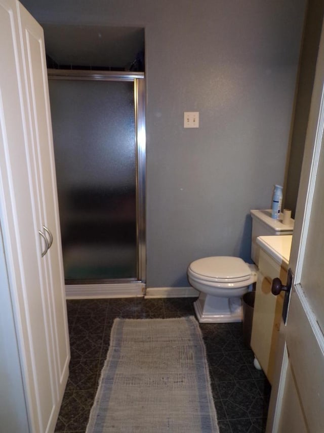 208 S Walker St, Wautoma, WI 54982 - bathroom with vanity, a stall shower, and tile patterned flooring