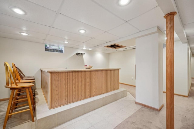 3838 N 78th St, Milwaukee, WI 53222 - indoor wet bar with a drop ceiling, recessed lighting, and light carpet