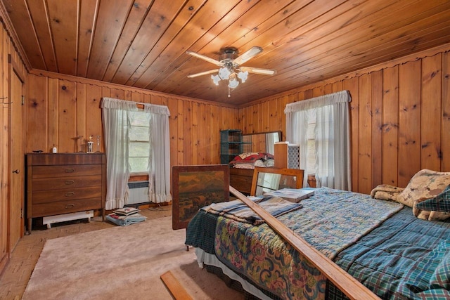 8950 Pine Ln, Fremont, WI 54940 - bedroom featuring wood ceiling and wood walls