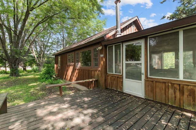 8950 Pine Ln, Fremont, WI 54940 - view of wooden deck