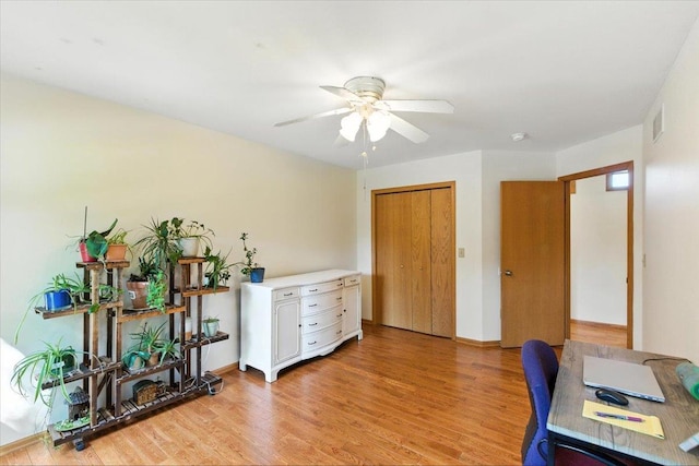 26 Maple Valley Ct, Madison, WI 53719 - home office with light wood-style floors and a ceiling fan