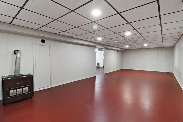 2336 128th St, Pleasant Prairie, WI 53158 - finished basement featuring recessed lighting and a wood stove