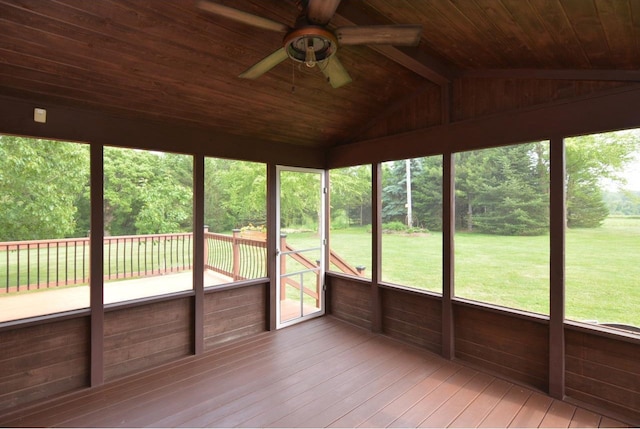 6200 County Road Tt, Marshall, WI 53559 - unfurnished sunroom featuring ceiling fan and lofted ceiling