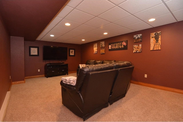 6200 County Road Tt, Marshall, WI 53559 - cinema room with a drop ceiling, light colored carpet, and recessed lighting