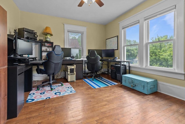 628 Broad St, Menasha, WI 54952 - office area featuring hardwood / wood-style floors and a ceiling fan