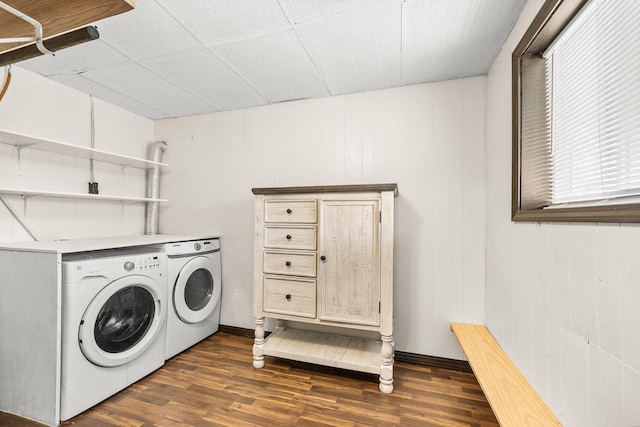448 Wadleigh St, Stevens Point, WI 54481 - washroom with separate washer and dryer and dark wood-style floors