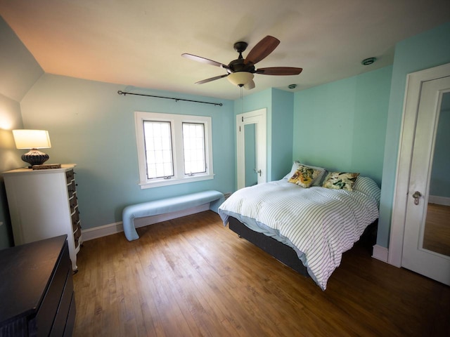 2544 N 91st St, Wauwatosa, WI 53226 - bedroom featuring wood finished floors, a ceiling fan, and lofted ceiling