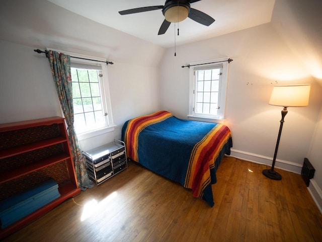 2544 N 91st St, Wauwatosa, WI 53226 - bedroom featuring wood finished floors, ceiling fan, and lofted ceiling