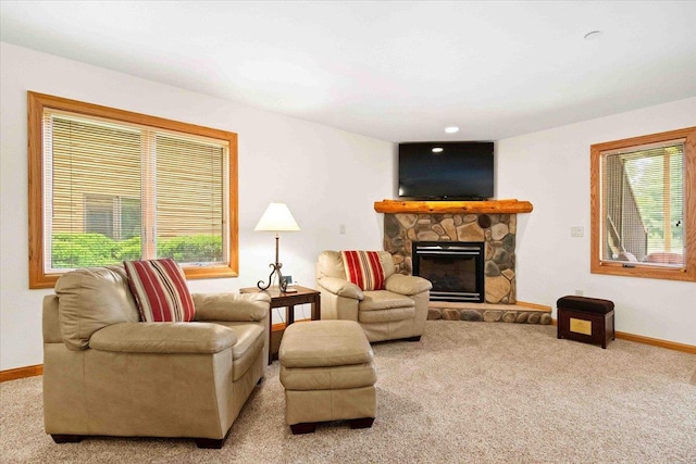 2015-1 S Czech Ct Unit 1201, Arkdale, WI 54613 - living room with carpet flooring, a fireplace, and healthy amount of natural light