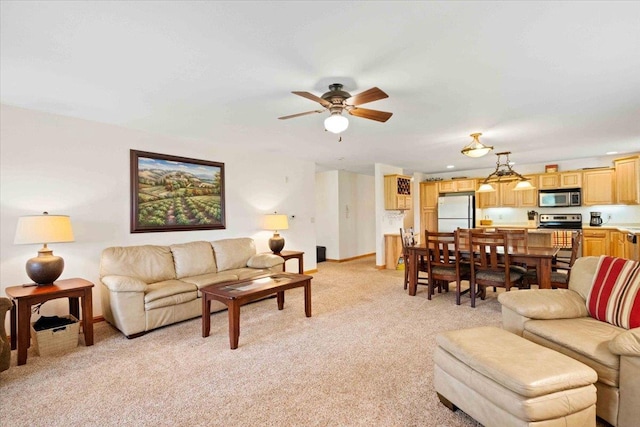 2015-1 S Czech Ct Unit 1201, Arkdale, WI 54613 - living room with light colored carpet and a ceiling fan