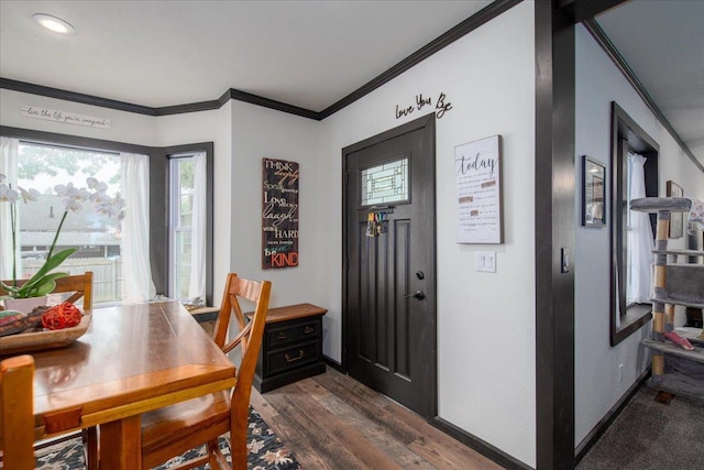 158 S State St, Berlin, WI 54923 - entrance foyer with crown molding and dark wood finished floors