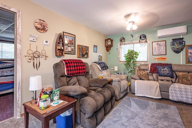1207 S Main St, Necedah, WI 54646 - carpeted living room with a wall mounted air conditioner and ceiling fan