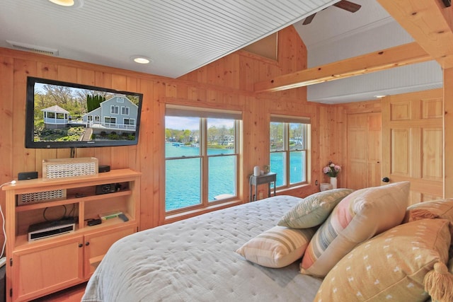 W5374 Westshore Dr, Elkhorn, WI 53121 - bedroom featuring wooden walls and recessed lighting