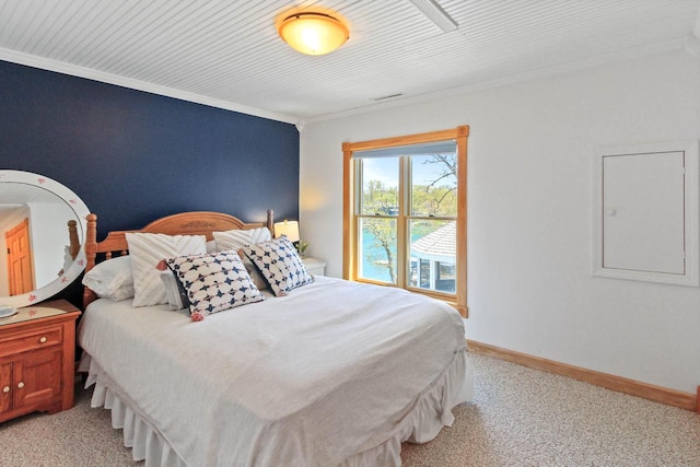 W5374 Westshore Dr, Elkhorn, WI 53121 - bedroom featuring crown molding and light colored carpet