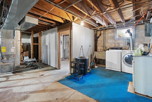 1-3 Mechanic St, Edgerton, WI 53534 - below grade area featuring independent washer and dryer and electric panel