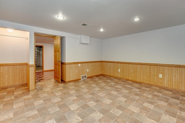 6592 Whalen Rd, Verona, WI 53593 - finished basement with wainscoting, recessed lighting, and wooden walls