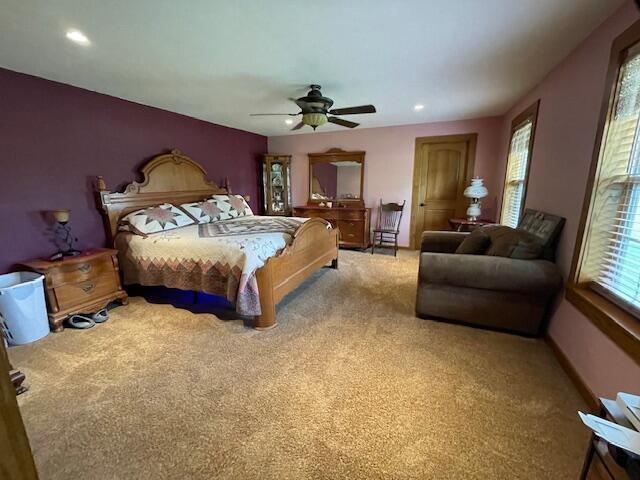 23826 18th St, Union Grove, WI 53182 - carpeted bedroom with recessed lighting and a ceiling fan