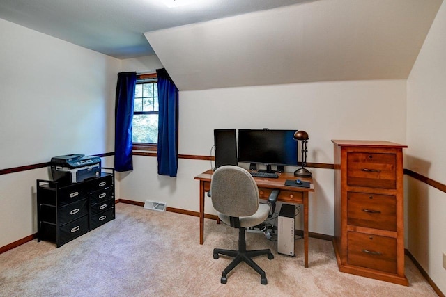 3590 Sabaka Trl, Verona, WI 53593 - carpeted office space featuring baseboards and vaulted ceiling