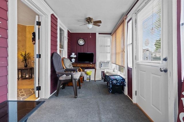814 Quinney Ave, Kaukauna, WI 54130 - sunroom with carpet floors, cooling unit, and crown molding