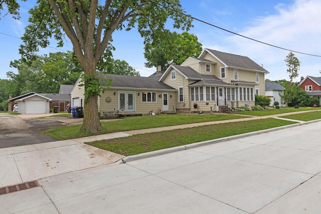 814 Quinney Ave, Kaukauna, WI 54130 - traditional-style home featuring entry steps, a front lawn, french doors, a garage, and a residential view