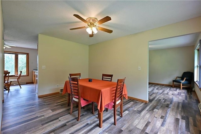 W5342 County Highway F, Trego, WI 54888 - dining room with ceiling fan and wood finished floors