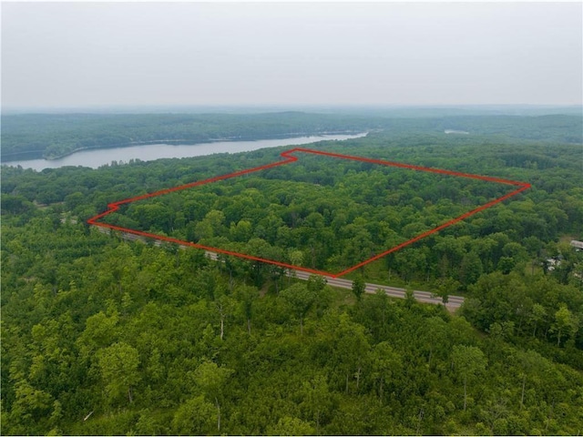 W5342 County Highway F, Trego, WI 54888 - aerial view of property's location with a large body of water and property boundaries highlighted