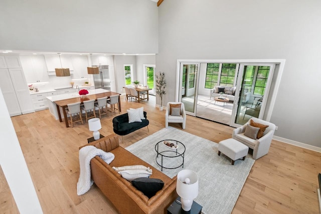 5928 Burning Prairie Dr, Waunakee, WI 53597 - living room with a high ceiling and light wood-type flooring