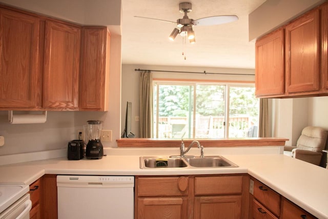 4303 E Milwaukee St Unit B, Janesville, WI 53546 - kitchen featuring dishwasher, light countertops, and ceiling fan