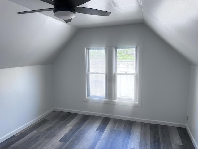 6337 13th Ave, Kenosha, WI 53143 - bonus room featuring a ceiling fan, dark wood finished floors, and lofted ceiling