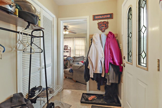 7732 15th Ave, Kenosha, WI 53143 - mudroom with tile patterned floors and a ceiling fan