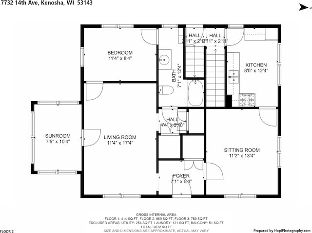 7732 15th Ave, Kenosha, WI 53143 - view of property floor plan