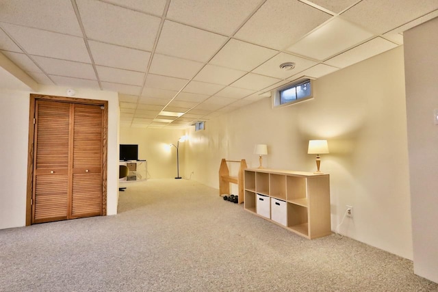 2413 Ravenswood Rd, Madison, WI 53711 - below grade area with carpet floors and a paneled ceiling