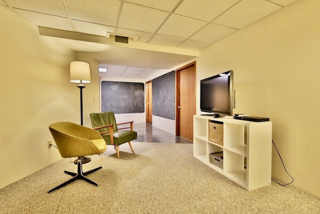 2413 Ravenswood Rd, Madison, WI 53711 - living area with a drop ceiling and carpet floors