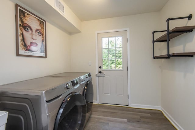 8725 N Fielding Rd, Bayside, WI 53217 - laundry room with independent washer and dryer and wood finished floors