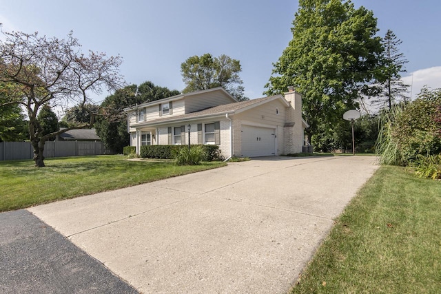 8725 N Fielding Rd, Bayside, WI 53217 - traditional-style home with brick siding, an attached garage, a chimney, and concrete driveway
