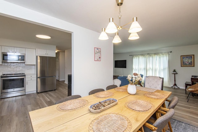 8725 N Fielding Rd, Bayside, WI 53217 - dining area featuring wood finished floors and a chandelier