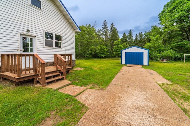 2941 Plover Rd, Wisconsin Rapids, WI 54494 - view of grassy yard with a storage unit and a deck
