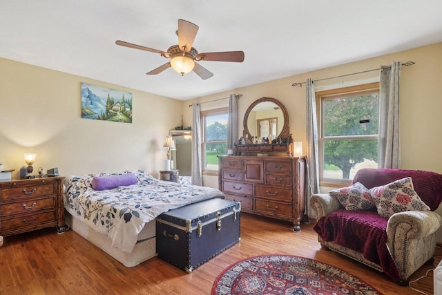 7170 S Countryside Dr, Franklin, WI 53132 - bedroom featuring wood finished floors, multiple windows, and ceiling fan