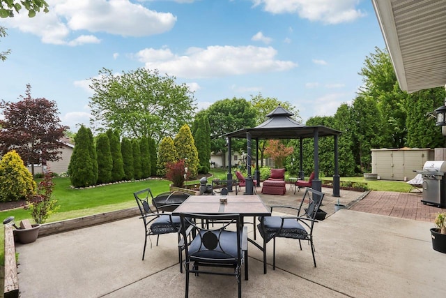7170 S Countryside Dr, Franklin, WI 53132 - view of patio featuring a gazebo, grilling area, and outdoor dining space