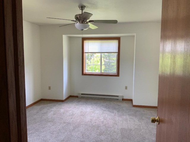 264 Minz Park Cir Unit 4, West Bend, WI 53095 - carpeted spare room featuring a baseboard radiator and ceiling fan