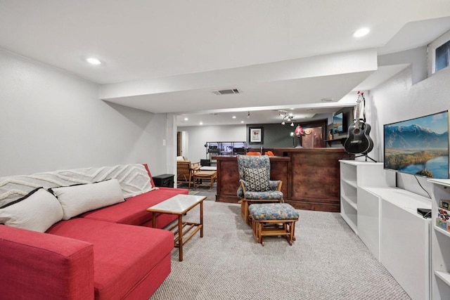 3154 N 82nd St, Milwaukee, WI 53222 - living area with a bar, carpet flooring, and recessed lighting