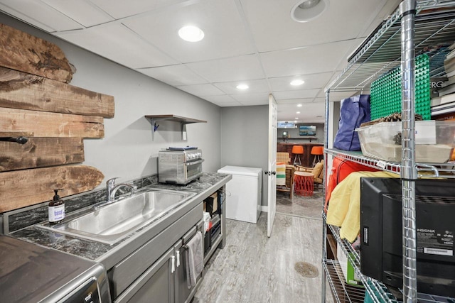 3154 N 82nd St, Milwaukee, WI 53222 - kitchen with light wood-style floors, refrigerator, recessed lighting, and open shelves