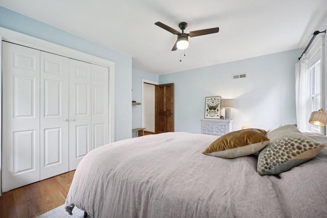 3154 N 82nd St, Milwaukee, WI 53222 - bedroom featuring a closet, wood finished floors, and ceiling fan