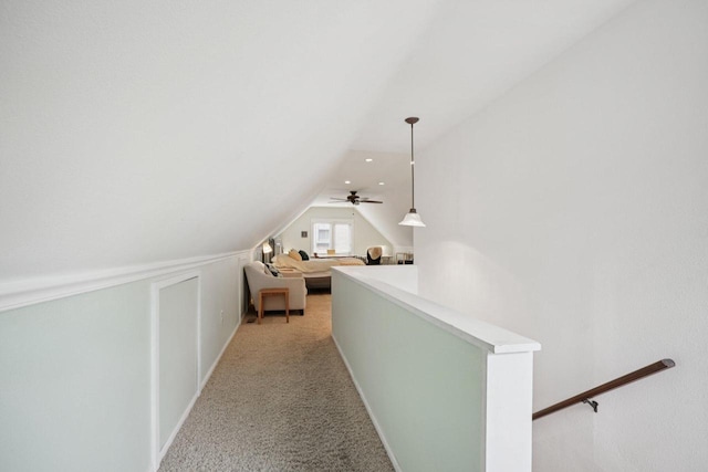 3154 N 82nd St, Milwaukee, WI 53222 - hall with vaulted ceiling, an upstairs landing, and light carpet