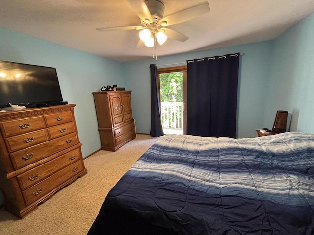N34W23849 Grace Ave Unit C, Pewaukee, WI 53072 - bedroom featuring light carpet, access to outside, and ceiling fan