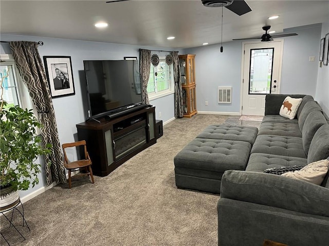 3158 Leslie Ln, Eau Claire, WI 54703 - carpeted living area with ceiling fan, healthy amount of natural light, and recessed lighting