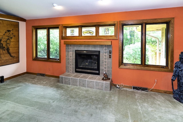 3381 S Highpointe Dr, New Berlin, WI 53151 - carpeted living area with baseboards and a fireplace