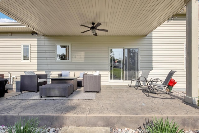 1395 American Eagle Dr, Slinger, WI 53086 - view of patio / terrace with an outdoor living space and a ceiling fan