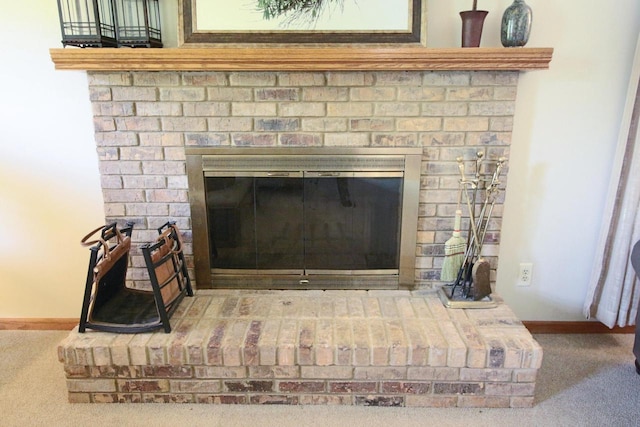 1000 Ridge Rd, Waukesha, WI 53186 - detailed view of carpet flooring and a brick fireplace