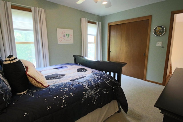1000 Ridge Rd, Waukesha, WI 53186 - carpeted bedroom featuring a closet and ceiling fan